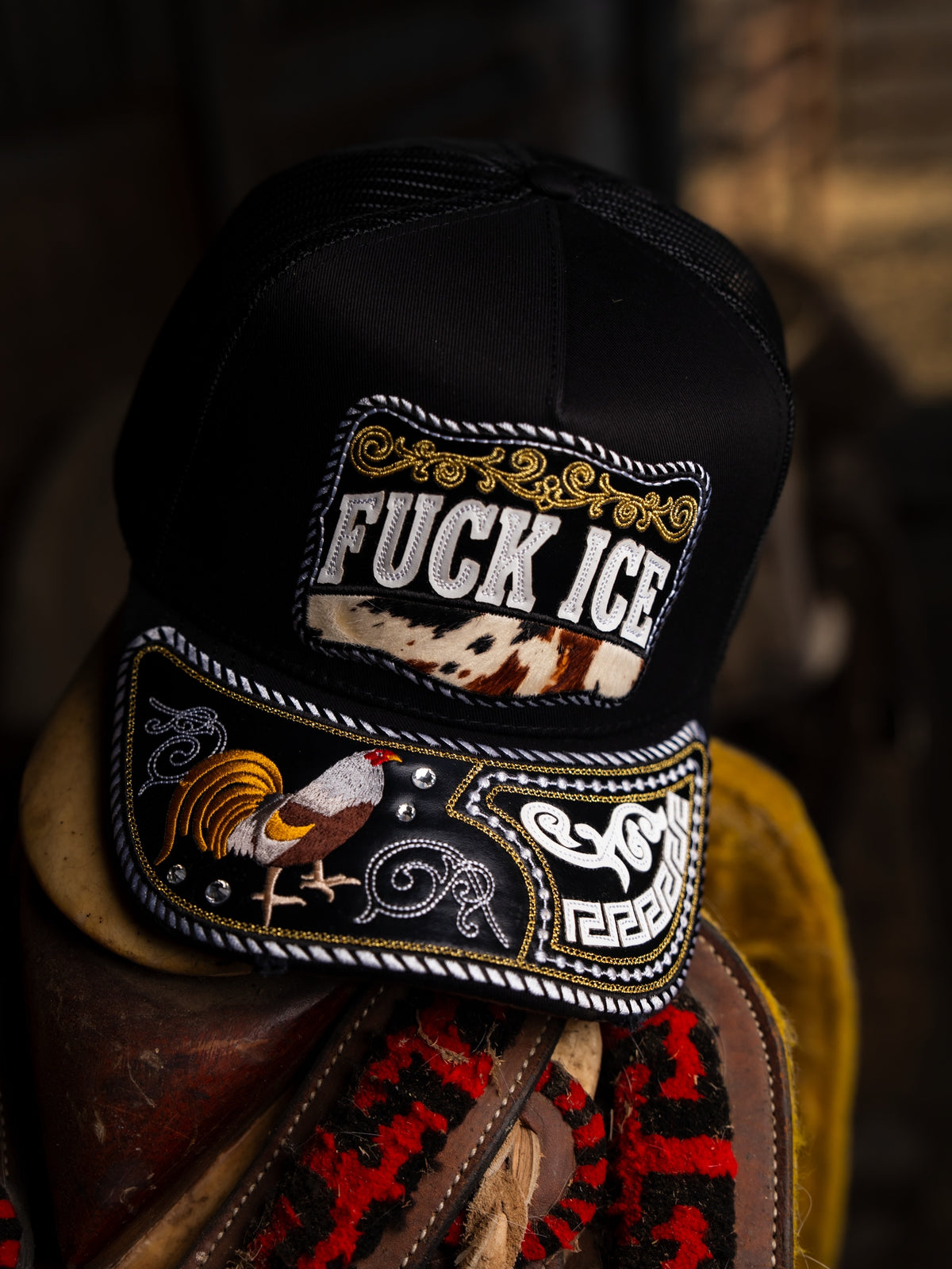A frame “Fuck ICE” hat
